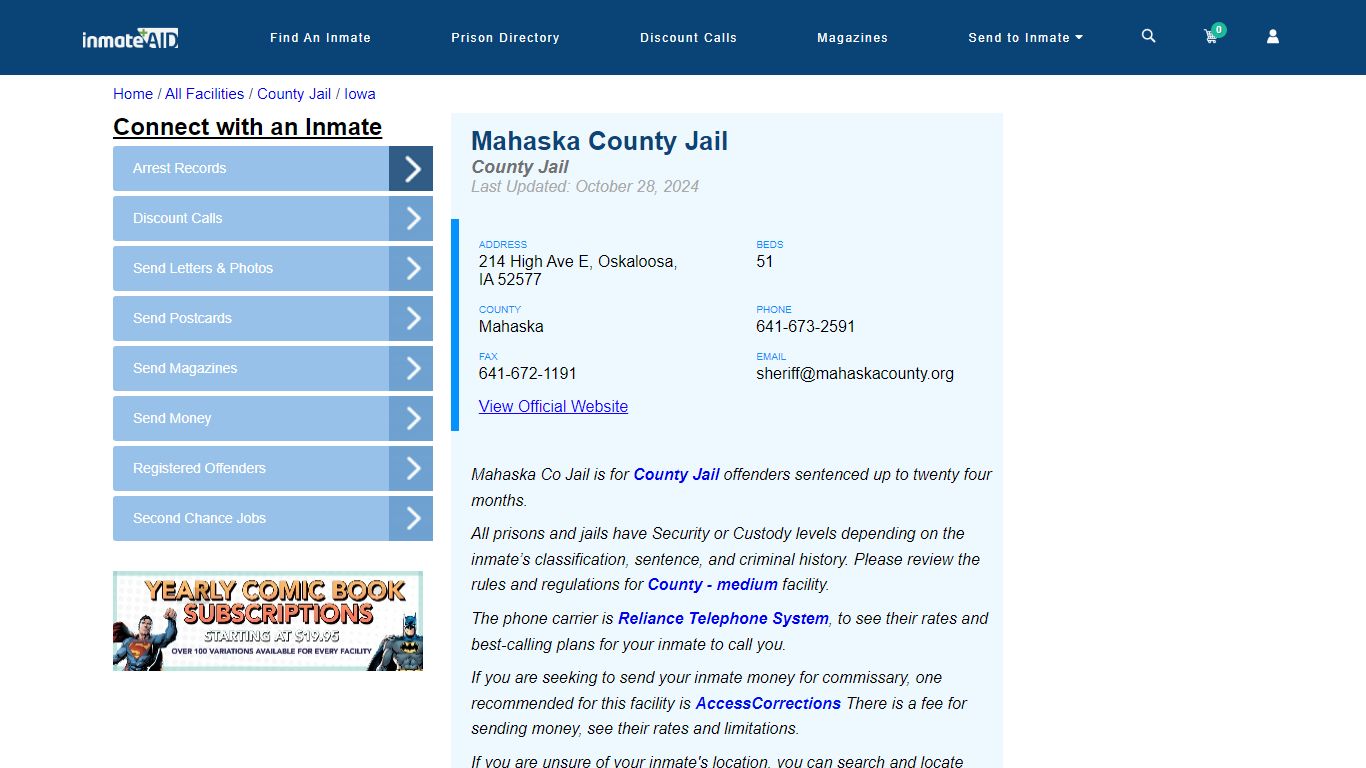 Mahaska County Jail - Inmate Locator